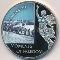 Libéria 2006. 10$ "Szabadság pillanatai - Normandiai partraszállás 1944.6.6." multicolor T:PP kis ujjlenyomat Liberia 2006. 10 Dollars "Moments of Freedom-Battle of Normandy 6.6.1944" multicolor C:PP small fingerprint