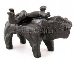 Kerényi Jenő (1908-1975): Európa elrablása. Festett terrakotta, jelzett, 19x27x16 cm