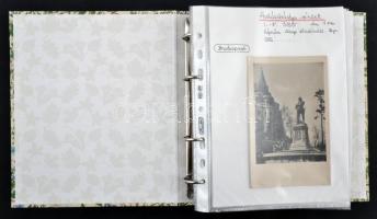 14 db késő negyvenes évekbeli magyar képeslap fotóalbumban; túlnyomó többségében Budapest / 14 Hunga...