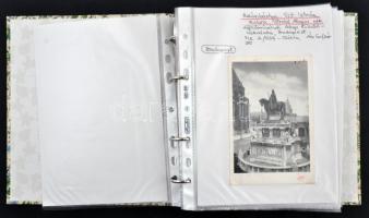 14 db késő negyvenes évekbeli magyar képeslap fotóalbumban; túlnyomó többségében Budapest / 14 Hunga...
