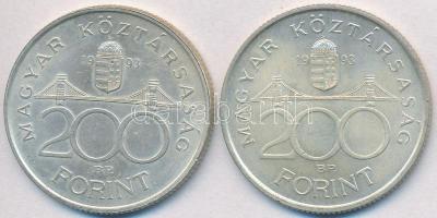 1993. 200Ft Ag "MNB" (2x) T:2,2-