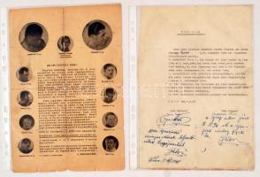 Tanamár János nehézsúlyú bajnok bokszoló szerződése sajátkezű aláírásával és meghívója a mérkőzésre ökölvívók képeivel illusztrálva