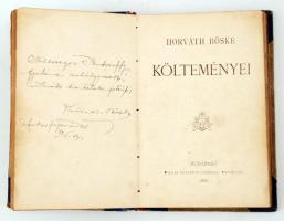 Horváth Böske költeményei. DEDIKÁLT! Bp., 1886, Pallas Részvénytársaság Nyomdája. Egészvászon kötés,...