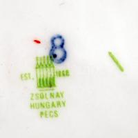 Zsolnay Pompadour teás csésze és alj, kézzel festett, jelzett, hibátlan