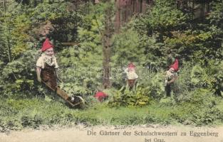 Graz, Eggenberg; Die Gärtner der Schulschwestern / school garden, dwarf