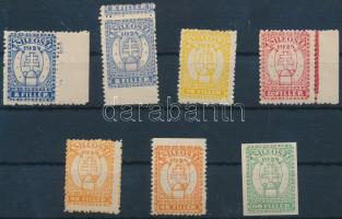 1928 Országos Gyermekvédő Liga MLEOSZ segélybélyeg sor, közte ívszéli és elfogazott