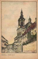 Linz an der Donau, Elisabethiner Kloster / church, artist signed