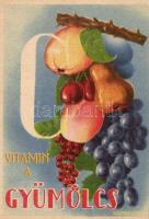 C Vitamin a gyümölcs, C-vitamin táblázat a hátoldalon / fruit, health propaganda, C-vitamin table on the backside, advertisement s: Garamvölgyi (EK)