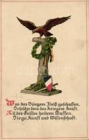 WWI German propaganda, eagle, litho (EK)
