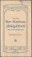 1905 A Balatonfüred és Vidéke Társadalmi Érdekeit Szolgáló Egyesület által rendezett Bor-Kiállítás jegyzéke
