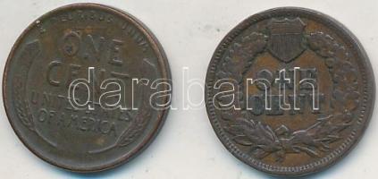 Amerikai Egyesült Államok 1901. 1c Br "Indián" + 1912. 1c Br "Lincoln" T:2- USA 1901. 1 Cent Br "Indian Head" + 1912. 1 Cent Br "Lincoln" C:VF