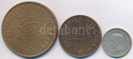 Holland Kelet-India 1914. 1c Br + 1945. 2 1/2c Br + Új-Zéland 1944. 3p Ag "VI. György" T:2...