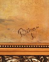 Bihari jelzéssel: Vármegyegyűlés után a kocsmában, olaj, vászon, gazdagon díszített fa keretben, 63,...