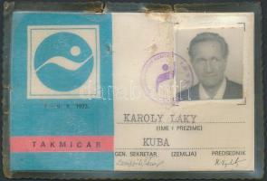 1973 Laky Károly vízilabda mesteredző részére kiállított fényképes igazolvány