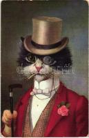 Cat gentleman, cigarette, Marke Egemes Serie 51. Nr. 6. (EK)