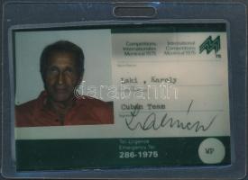 1975 Laky Károly vízilabda mesteredző részére kiállított fényképes igazolvány