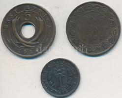 Vegyes: Ceylon 1870. 1/2c Cu + Kanada 1902. 1c Br + Brit Kelet-Afrika 1936. 5c Br T:2-,3 Mixed: Ceylon 1870. 1/2 Cent Cu + Canada 1902. 1 Cent Br + British East Africa 1936. 5 Cent Br C:VF,F