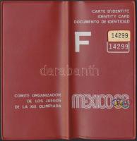 1968 A Mexikói Olimpiai Játékok alkalmával Laky Károly vízilabda mesteredző számára kiállított fényképes igazolvány