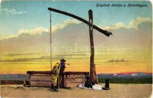 Hortobágy, gulyások delelője, folklór (fa)