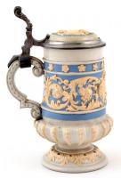 Villeroy & Boch Mettlach ón fedeles korsó, ornamentikus díszítéssel, jelzett, hibátlan, m:17 cm ...