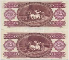1992. 100Ft gyári papíránccal (2x) T:II,III szép papír