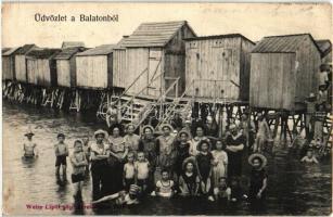 Balaton, fürdőzők, Weisz Lipót kiadása (Rb)