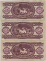 1957. 100Ft (3x) T:III szép papír
