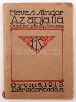 Hevesi Sándor: Az apja fia. Családi komédia négy felvonásban. Gyoma, 1912. Kner. 171p. A kötéstábla Kner Imre terve. Lévay-Haiman 1.215. Kiadói papír-kötésben, szétvált állapotban