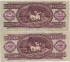 1957. 100Ft nyomdai papírránccal (2x) T:II-,III szép papír
