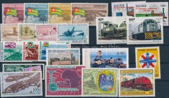 Afrikai országok Mozdony motívum 34 klf bélyeg + 1 blokk African countries Locomotive motive 34 stam...