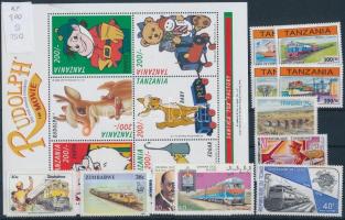 Afrikai országok Mozdony motívum 34 klf bélyeg + 1 blokk African countries Locomotive motive 34 stam...
