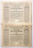 Budapest 1906. "Magyar Jelzálog-Hitelbank Nyeremény-Kötvény"  "A" és "B" részkötvénye 100K-ról egy ívben, 3 nyelven, szárazpecséttel T:II-