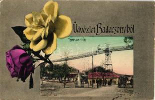 Badacsony, Templom tér, floral, Mérei Ignác kiadása (EK)