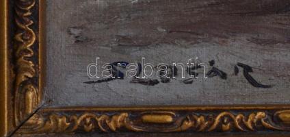 Slosár jelzéssel: Virágcsendélet. Olaj, karton, kertben, 20×30 cm