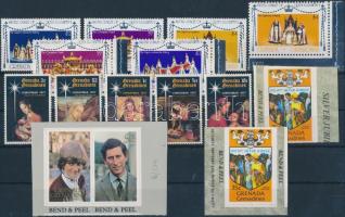1977-1978 13 stamps, 2 pairs and 2 blocks of 4, 1977-1978 13 db bélyeg, 2 pár és 2 négyestömb 2 db stecklapon