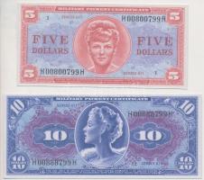 Amerikai Egyesült Államok 1918. 500$ + 1000$ + 5000$ + Katonai kiadás 1964. 5$ + 10$ mindegyik &quot...