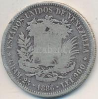 Venezuela 1886. 5B Ag "Bolivar" T:3 ph. Venezuela 1886. 5 Bolivares Ag "Bolivar" C:F edge error