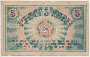 Lettország/Riga szovjet munkásküldöttek kiadása 1919. 5R piros-kék T:III-,IV
Latvia/Riga's wor...