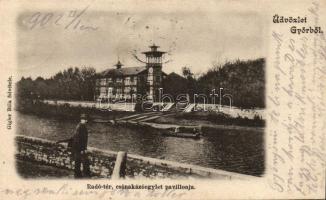 Győr, Radó tér, csónakázó egylet pavilonja; Gigler Béla felvétele