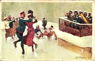 Ice-skating, humour, B.K.W.I. 556-3. s: Schönpflug (Rb)