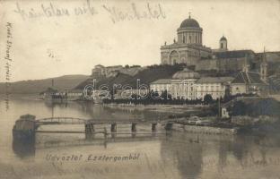Esztergom, Látkép hajókikötővel; kiadó Stromf Ignácz (fl)