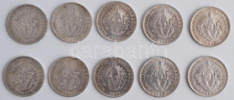 1937-1939. 2P Ag "Madonna" (10x) T:1-,2