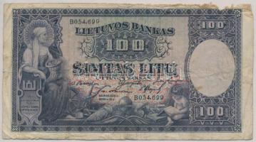 Litvánia 1928. 100L T:III-,IV Lithuania 1928. 100 Litu C:VG,G