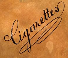 Réz cigarettásdoboz, felirattal, 13,5×10×5,5 cm