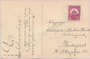 Valódi krampusz virgáccsal díszített képeslap / postcard with real Krampus whip