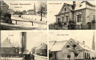 Szarvaslak, Templom tér, Posta, Közjegyzői lak, Weisz Dávid üzlete, Fő utca; kiadja Weisz Dávid / square, post office, shop, street (vágott / cut)