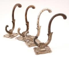 4 db dekoratív fém fali fogas, az egyik kicsit laza