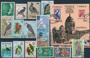 Bird motive 15 stamps + 1 block Madár motívum 15 db klf bélyeg + 1 db öntapadós blokk