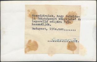 1960 Gordon Zsuzsa (1929-) Jászai Mari-díjas magyar színésznő aláírása az őt ábrázoló fotó hátoldalá...