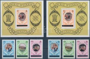 1981 Diana és Károly herceg esküvője 2 klf sor és 2 FDC Mi 8-10 I+II + 2 blokk Mi 1 I+II